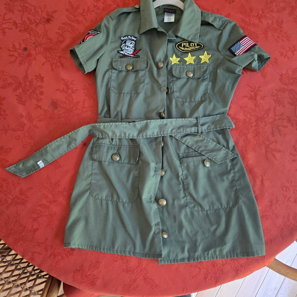 Dreamgirl Womens Olive Green Military Pilot Costume Mini Dress Small 11570